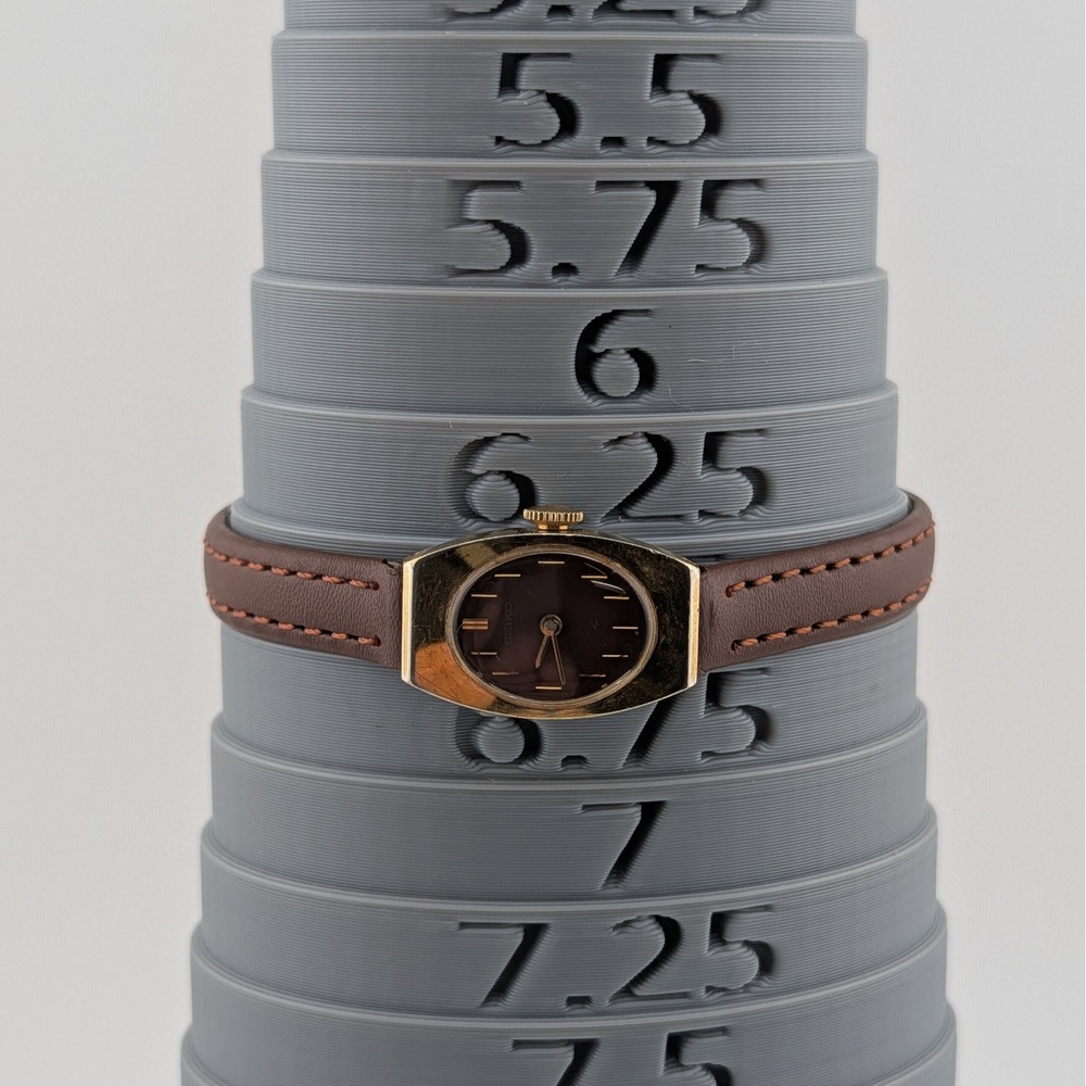 Vintage Seiko Chocolate Brown Dial Oval Mechanical Watch Gold Tone 11-7039 - Picture 8 of 10